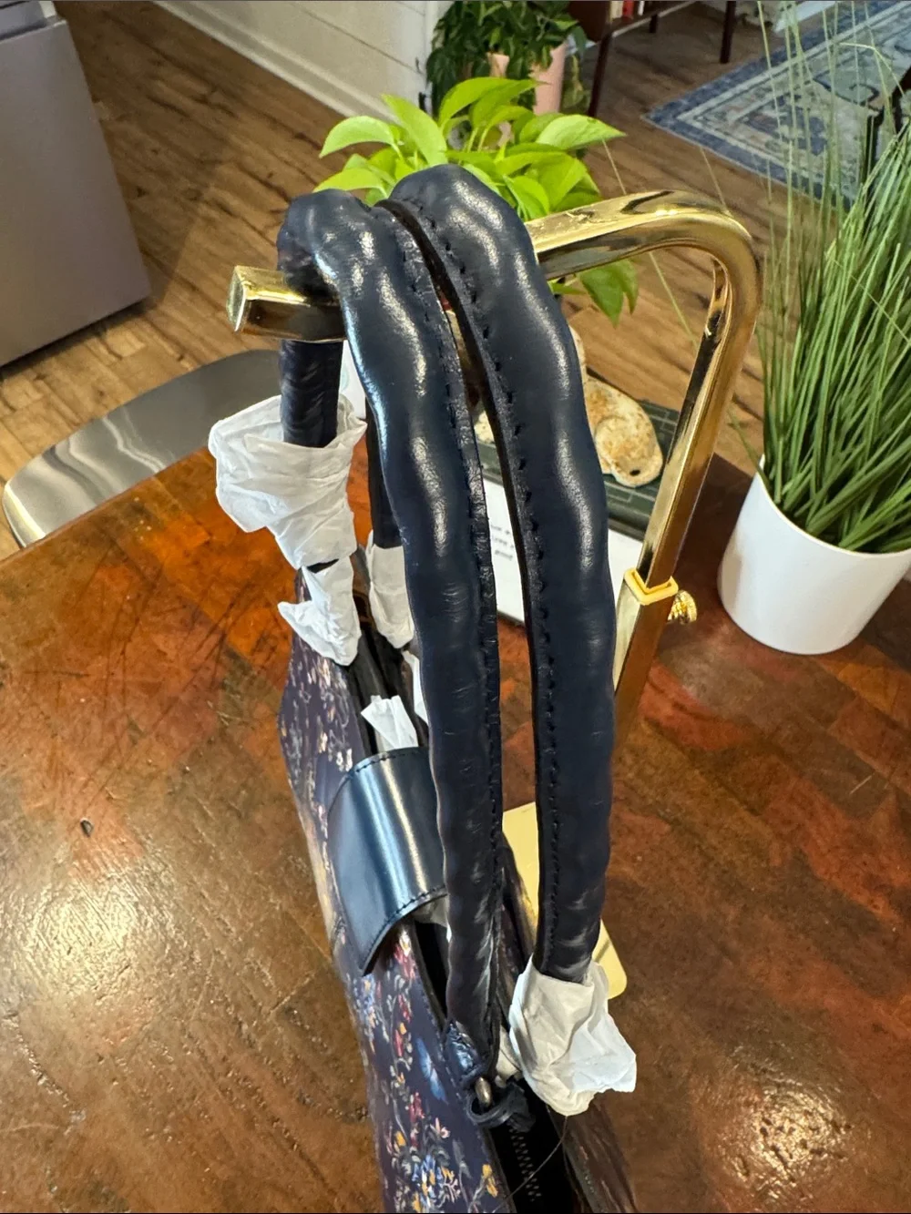 Patricia Nash Navy Floral Satchel with Multicolor Botanical Print